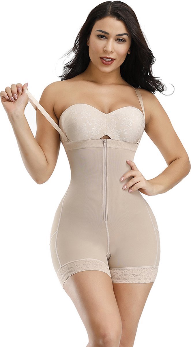 Chibaa - Slimming Bodysuit met opening voor toiletbezoek - Nude - Maat: L - Body Shaper - Shapewear - Corrigerende Body - Butt Lift - Afslank