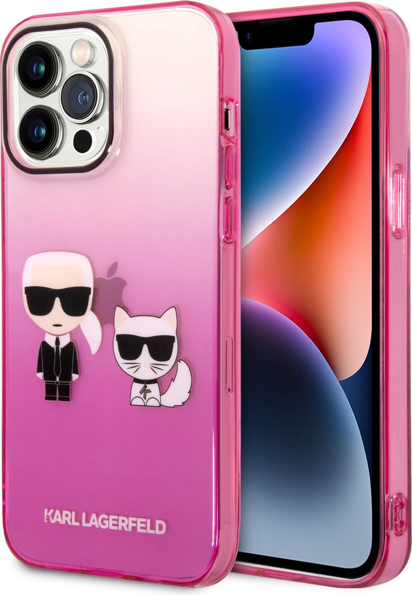 iPhone 14 Pro Max Backcase hoesje - Karl Lagerfeld - Effen Roze - TPU (Zacht)