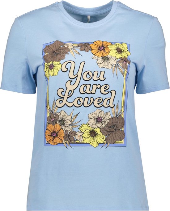 Only T-shirt Onlfreya Reg S/s Flower Top Box Jrs 15290566 Cleae Sky/wild Dames Maat - S