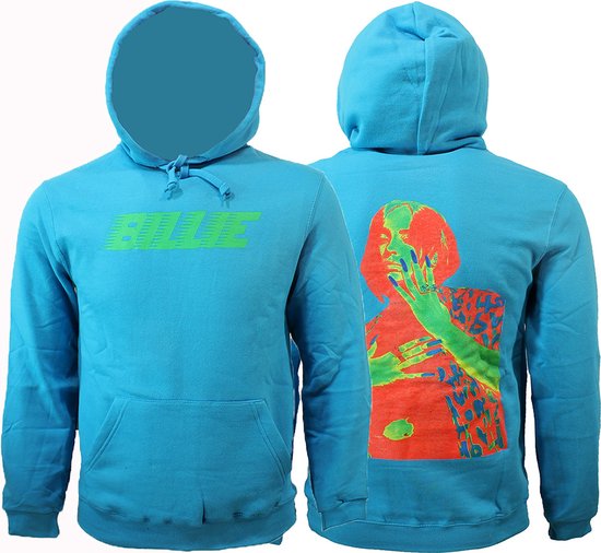 Billie Eilish Thermal Photo Neon Logo Hoodie Sweater Trui Blauw - Officiële Merchandise