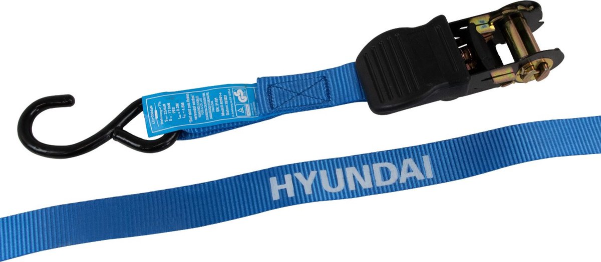 Hyundai spanband met haken 25 mm x 5 m - Polypropyleen met metalen haken - keurmerk GS/Tüv