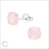Aramat jewels ® - Ronde oorbellen opaal 925 zilver swarovski elements kristal roze opaal 6mm