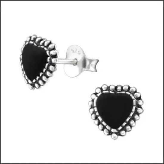 Aramat jewels ® - 925 sterling zilveren oorbellen hart antiek look