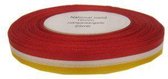 Medaille lint rood/wit/geel 25 mtr op rol