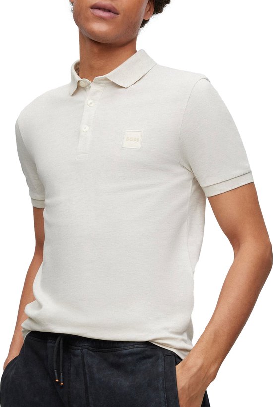 BOSS Passenger Polo Beige Melange Slim fit Heren Poloshirt Maat L bol