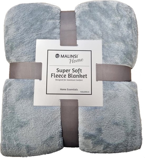 Malinsi Fleece Deken - Zilver Grijs - Dekentje - Plaid - 150 x 200 - Fleecedeken - Bankhoes Sprei - Woondeken Bedsprei