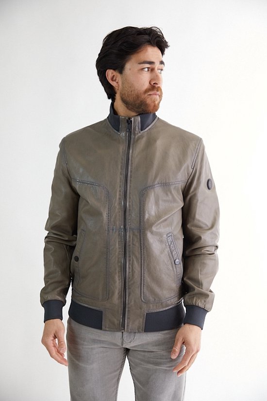 Titanium leren Bomber Jacket