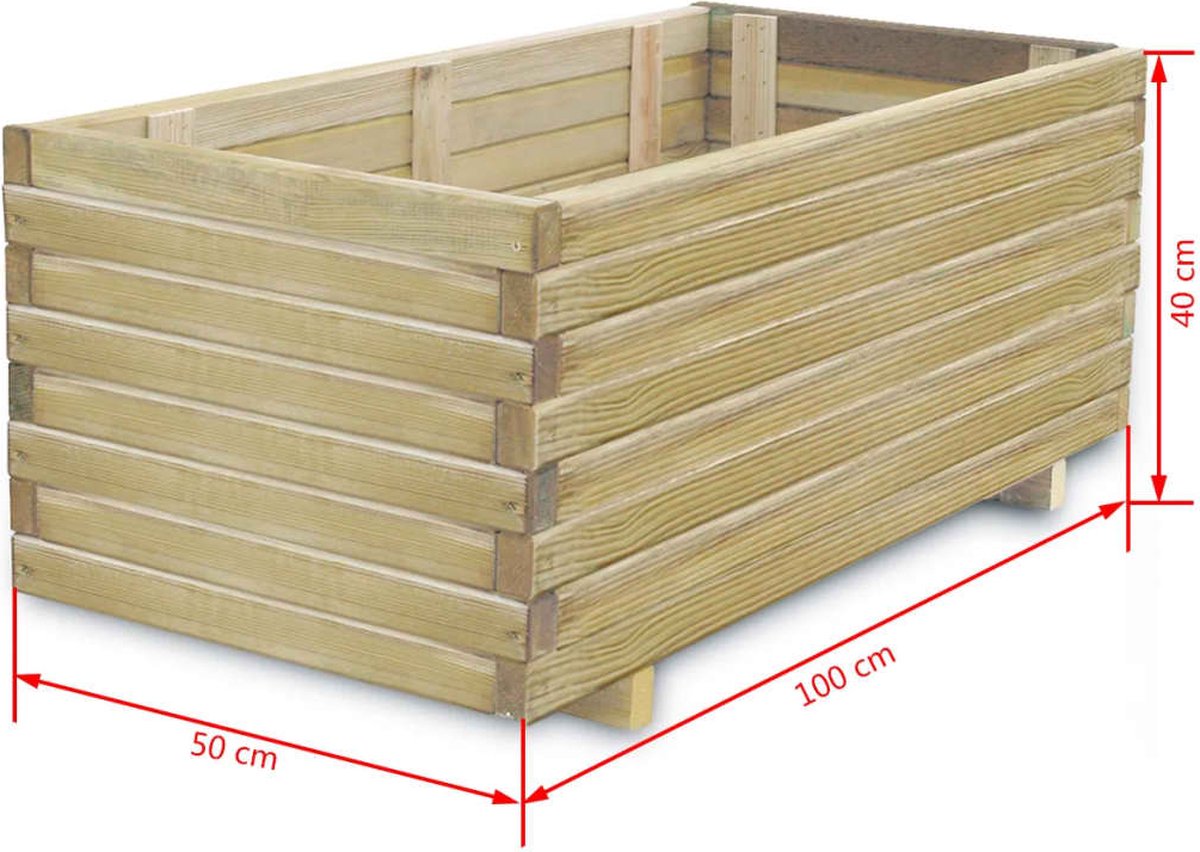 vidaXL Plantenbak verhoogd rechthoekig 100x50x40 cm hout | bol.com