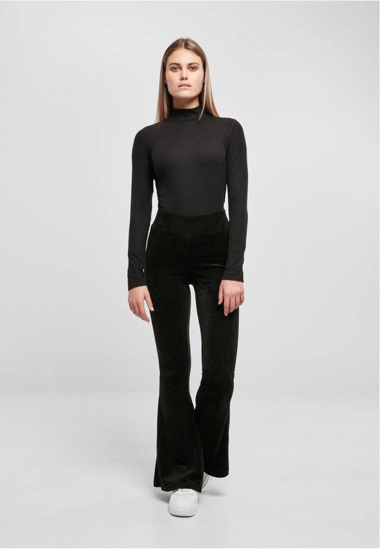 Urban Classics Ladies High Waist Rib Flared Leggings Leggings zwart XS