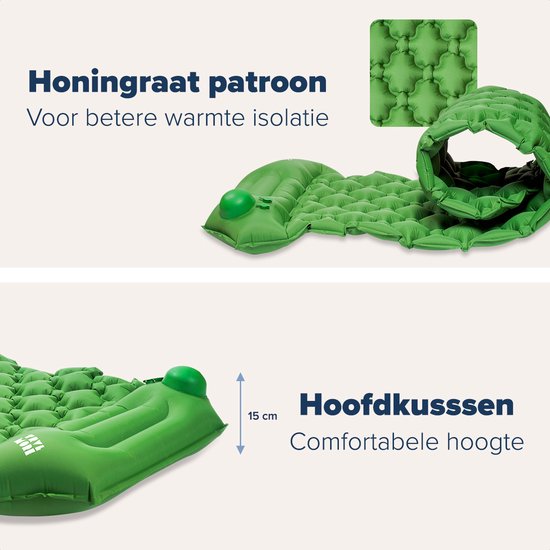 TRVLMORE Slaapmat - Zelfopblazend - 1 Persoons - Ingebouwde Pomp en Kussen - Groen van TRVLMORE — afbeelding 3