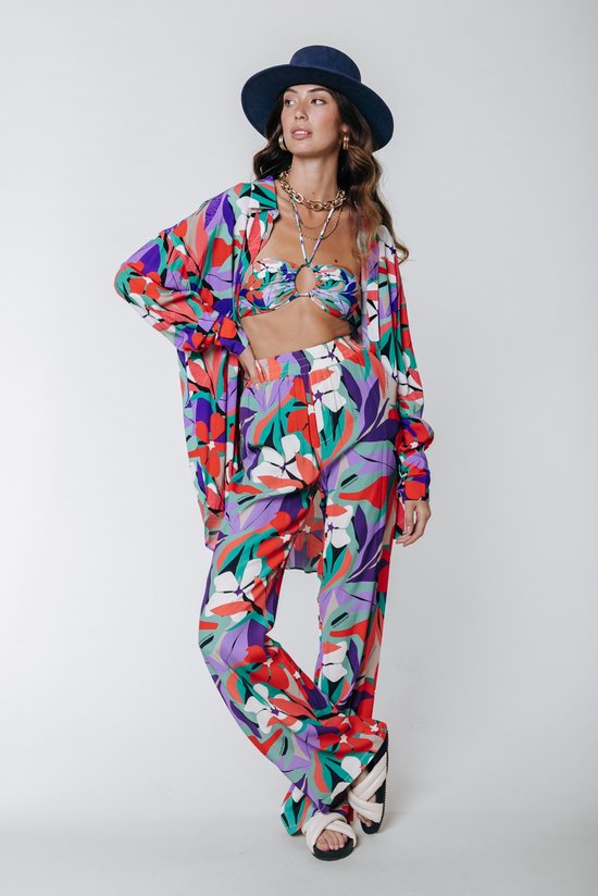 Colourful Rebel Melody Big Flower Straight Pants - M