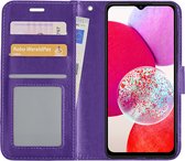 Hoes Geschikt voor Samsung A14 Hoesje Book Case Hoes Flip Cover Wallet Bookcase - Paars