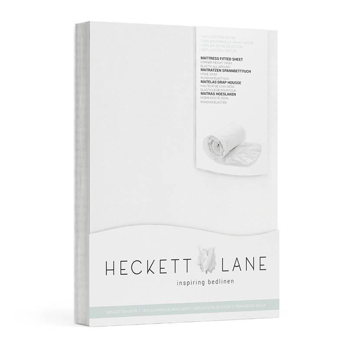 Heckettlane Heckett & Lane Luxe Katoen Satijn Splittopper Hoeslaken Lits-jumeaux (160x200 cm) Wit