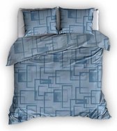 Dekbedovertrek Kubic - Blauw -  Lits-jumeaux XL (270 x 200/220 cm) - Katoensatijn - Blauw |  Meerkleurig | Multi | Multicolor - Satin d'Or