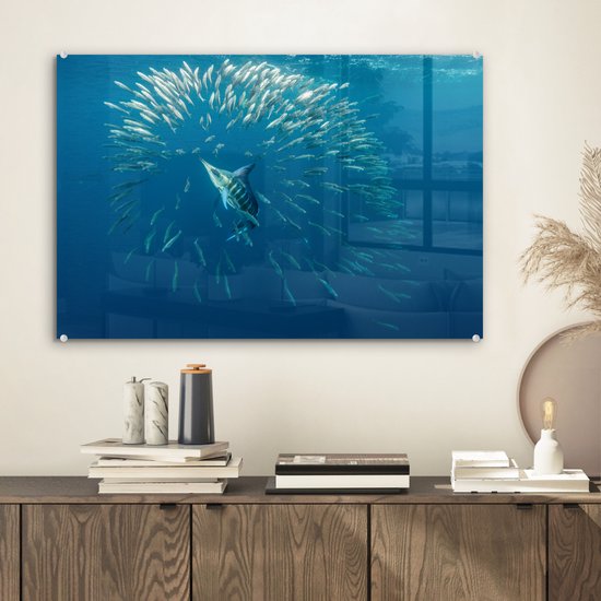 Peinture sur Verre - Espadon - Blauw - Water - 60x40 cm - Peintures sur Verre Peintures - Photo sur Glas