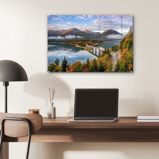 Peinture sur Verre - Alpes - Pont - Forêt - 60x40 cm - Peintures sur Verre Peintures - Photo sur Glas