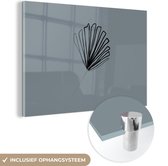 MuchoWow® Glasschilderij 60x40 cm - Schilderij acrylglas - Bloemen - Bladeren - Line art - Foto op glas - Schilderijen