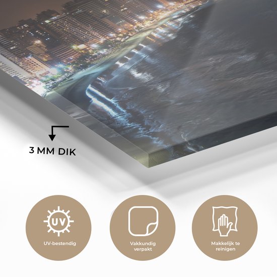 Vue de la mer à Fortaleza pendant la nuit au Brésil Plexiglas 30x20 cm - petit - Tirage photo sur Glas (décoration murale en plexiglas)