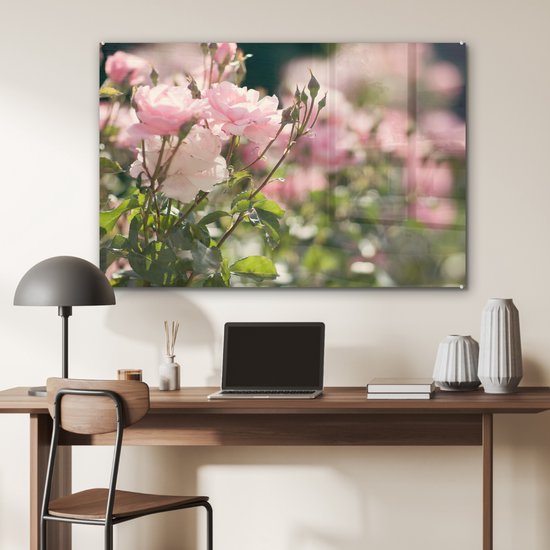 MuchoWow® Peinture sur Verre - Roses - Fleurs - Rose - 90x60 cm - Peintures sur Verre Peintures - Photo sur Glas