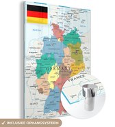 MuchoWow® Glasschilderij 120x160 cm - Schilderij acrylglas - Gedetailleerde kaart van Duitsland - Foto op glas - Schilderijen