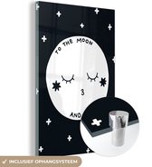 MuchoWow® Peinture sur verre 100x150 cm - Peinture sur verre acrylique - Citation - Lune - Amour - Enfants - Garçons - Filles - Bébé - Enfant - Photo sur verre - Peintures