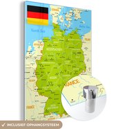MuchoWow® Glasschilderij 120x160 cm - Schilderij acrylglas - Kleurrijke kaart van Duitsland - Foto op glas - Schilderijen