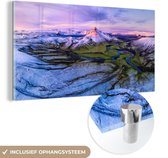 MuchoWow® Glasschilderij 40x20 cm - Schilderij acrylglas - Landschap van IJsland - Foto op glas - Schilderijen