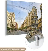 MuchoWow® Glasschilderij 80x60 cm - Schilderij acrylglas - Sevilla - Architectuur - Spanje - Foto op glas - Schilderijen