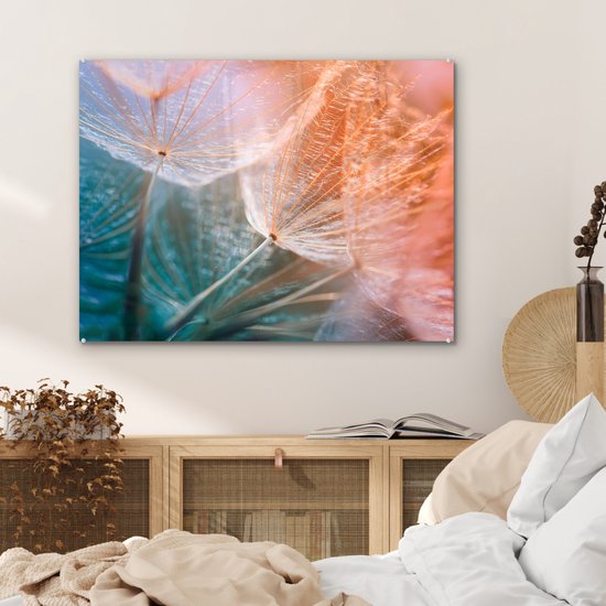 MuchoWow® Peinture sur Verre - Bloem - Pissenlit - Plante - 80x60 cm - Peintures sur Verre Acrylique - Photo sur Glas