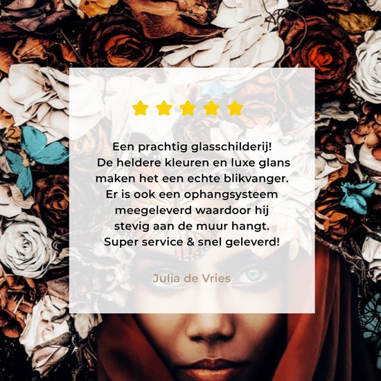 MuchoWow® Peinture sur Verre - Fleurs - Papillon - Femmes - Foulard - 180x120 cm - Peintures sur Verre Acrylique - Photo sur Glas