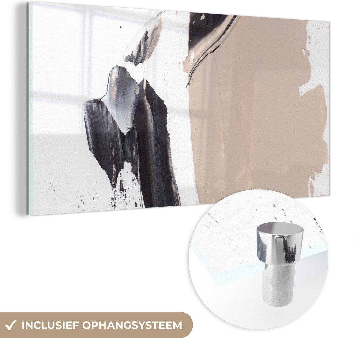 MuchoWow® Glasschilderij 40x20 cm - Schilderij acrylglas - Verf - Design - Abstract - Foto op glas - Schilderijen