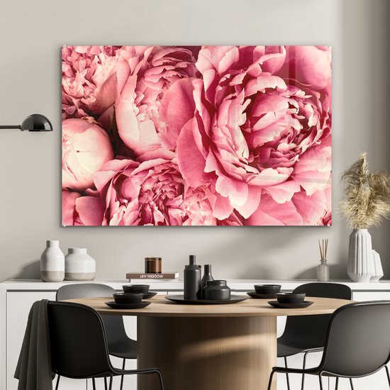 Peinture sur Verre - Roses - Bloem - Rose - 90x60 cm - Peintures sur Verre Peintures - Photo sur Glas