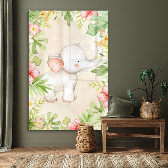 Peintures en plexiglas - Éléphant - Jungle - Aquarelle - 100x150 cm