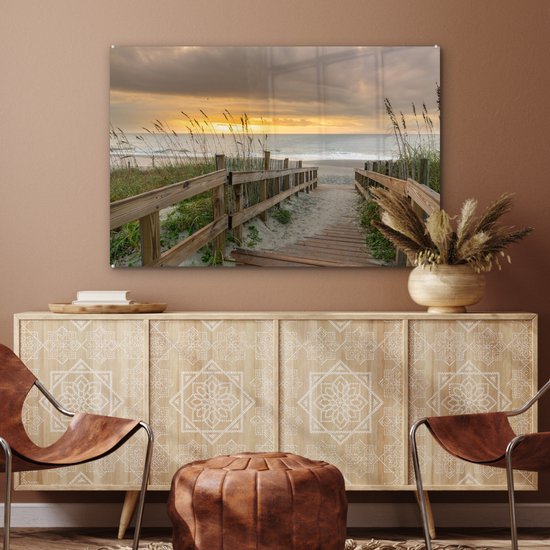 Peinture sur verre - Plage - Mer - Dune - Chemin - 120x80 cm - Peintures Plexiglas