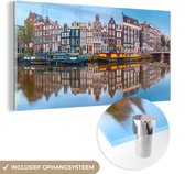 MuchoWow® Glasschilderij 120x60 cm - Schilderij acrylglas - Amsterdam - Panorama - Grachten - Foto op glas - Schilderijen