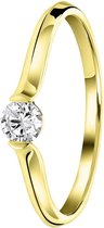 Lucardi Dames Ring lab grown diamant 0,20ct - Ring - Cadeau - 14 Karaat Goud