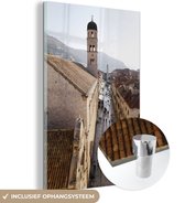 MuchoWow® Glasschilderij 80x120 cm - Schilderij acrylglas - Luchtfoto van de binnenstad Dubrovnik in Kroatië - Foto op glas - Schilderijen