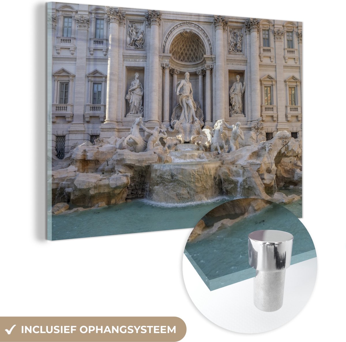 ® Glasschilderij 120x80 cm - Schilderij acrylglas - Rome - Fontein - Water - Foto op glas