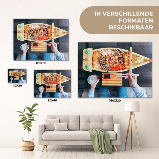 Peinture sur Verre - Sushi au Restaurant Japonais - 80x60 cm - Peintures sur Verre Peintures - Photo sur Glas