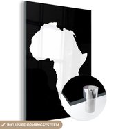 MuchoWow® Glasschilderij 30x40 cm - Schilderij acrylglas - Kaart - Afrika - Zwart Wit - Foto op glas - Schilderijen