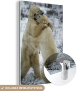 MuchoWow® Peinture sur verre 60x90 cm - Peinture sur verre acrylique - Ours polaires - Combats - Fourrure - Photo sur verre - Peintures
