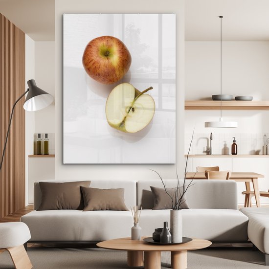 Plexiglas pomme pleine et coupée en deux 120x160 cm - Tirage photo sur Glas (décoration murale plexiglas) XXL / Groot format!