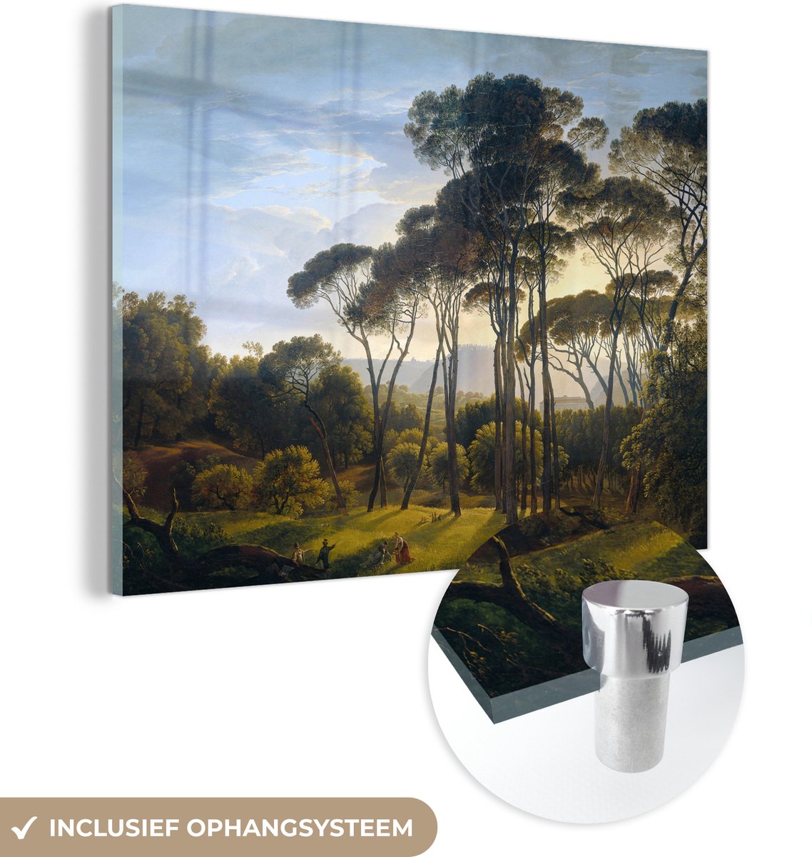 MuchoWow® Glasschilderij 120x90 cm - Schilderij acrylglas - Italiaans landschap met paraso