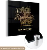 MuchoWow® Glasschilderij 50x50 cm - Schilderij acrylglas - Eindhoven - Plattegrond - Kaart - Stadskaart - Foto op glas - Schilderijen