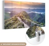 MuchoWow® Peinture sur verre 40x20 cm - Peinture sur verre acrylique - Montagnes - Soleil - Nature - Photo sur verre - Peintures