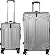 Kofferset 2 delig - Reiskoffers met TSA slot en op wielen - Palma - Zilver - S + L - Travelsuitcase