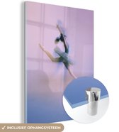 MuchoWow® Glasschilderij 120x160 cm - Schilderij acrylglas - Springende ballet danser - Foto op glas - Schilderijen