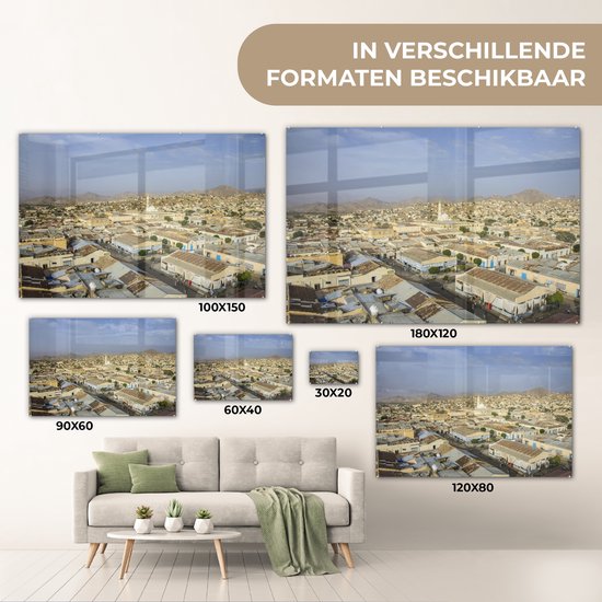 MuchoWow® Peinture sur Verre - Vue A Vol d'Oiseau de Keren - 90x60 cm - Peintures sur Verre Peintures - Photo sur Glas