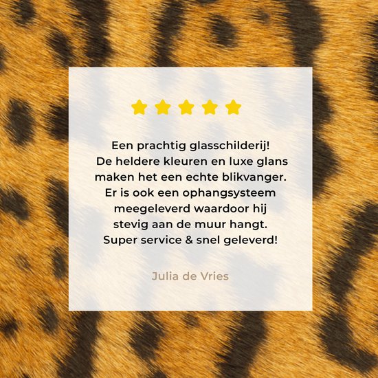 MuchoWow® Peinture sur Verre - Fourrure de Léopard - 120x80 cm - Peintures sur Verre Acrylique - Photo sur Glas