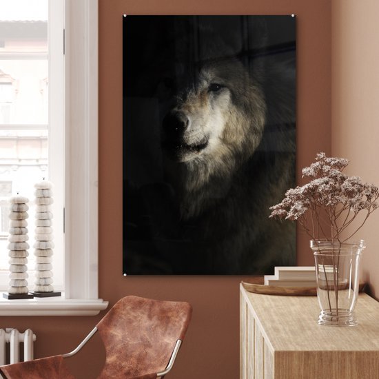 Peinture sur Verre - Loup - Clair - Sombre - 80x120 cm - Peintures sur Verre Peintures - Photo sur Glas